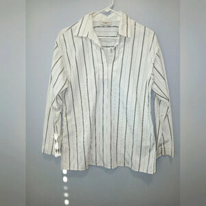 Lafayette 148 white black pinstripe shirt Women's Small office wear classic